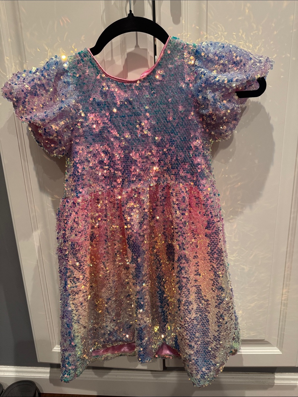 Lola + The Boys Multicolor Sequin Puff-Sleeve Party Dress